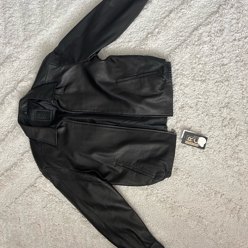 RC Robert Comstock Expedition Black Leather Jacket for Men